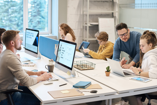 an image of a group of colleagues working on a white background
